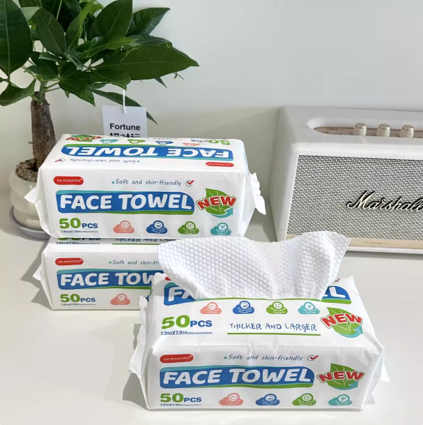 MA-766002WB Khăn lau mặt khô UYI-MOOMIA 50 tờ, dệt vân mây dày dặn (loại được đánh giá tốt, ngôi sao sáng).