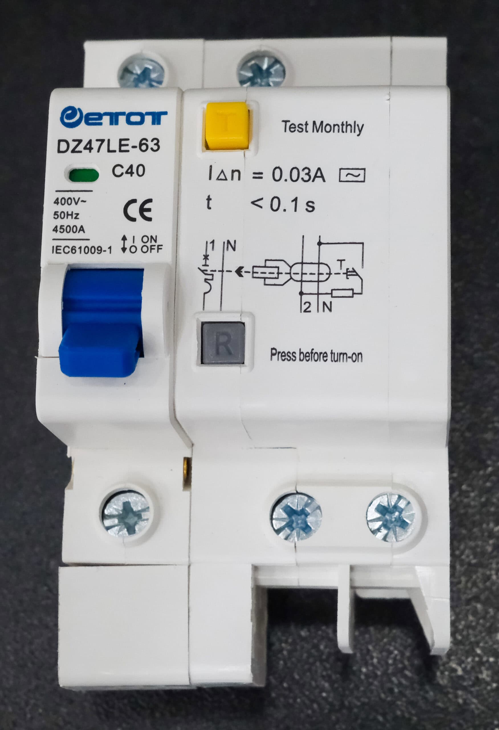 Aptomat DZ47LE-63 1PC45 bảo vệ chống ngắn mạch quá tải chính hãng - ETOT