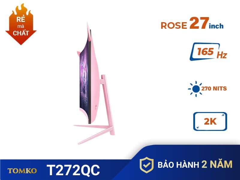 Màn máy tính Tomko 27″ cong Hồng 2K 165Hz T272QC ROSE - Ảnh 3