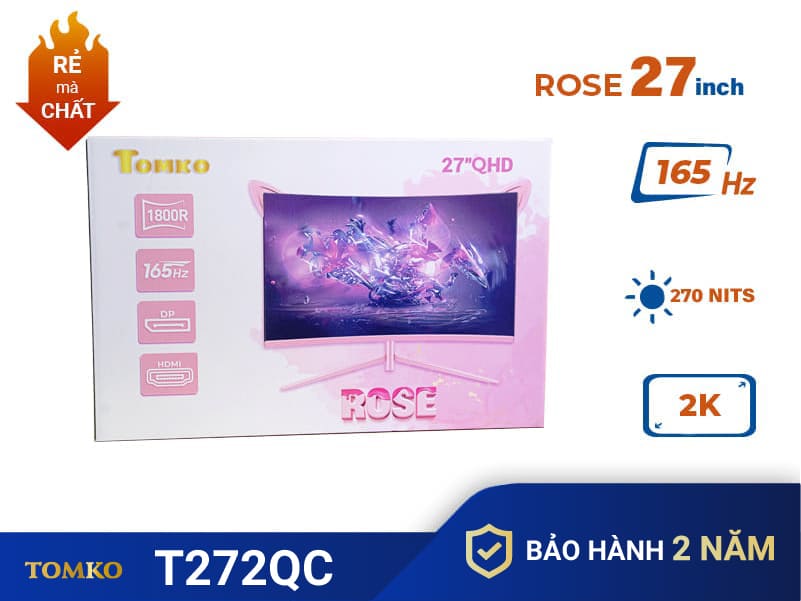 Màn máy tính Tomko 27″ cong Hồng 2K 165Hz T272QC ROSE - Ảnh 5